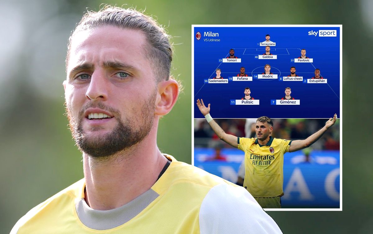 Sky: Predicted Milan XI to face Udinese – Rabiot not expected to start