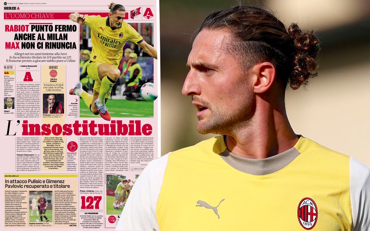 GdS: Allegri’s ‘first request’ – why Rabiot is already ‘untouchable’ at Milan