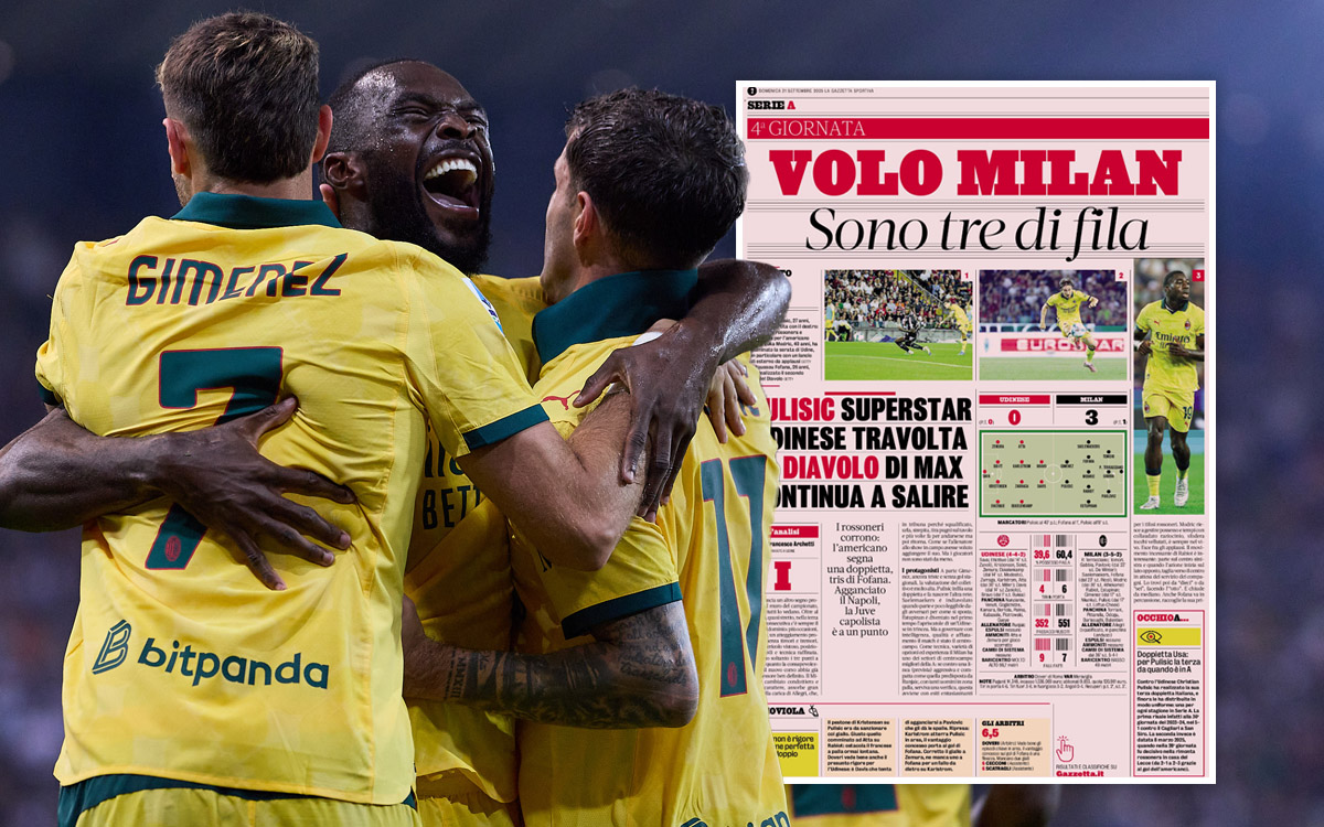 GdS: Milan convey dominance as a team and individually with Udinese win