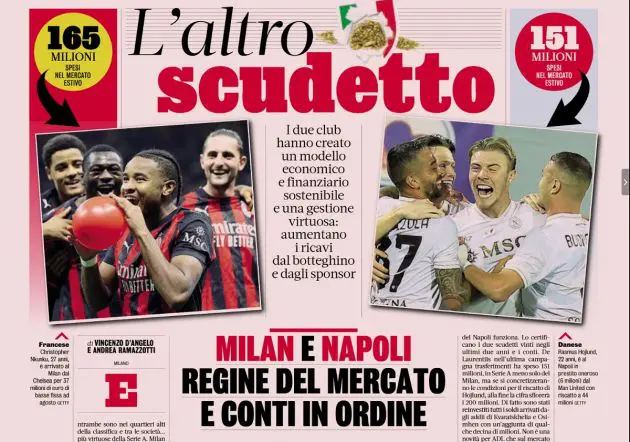 Milan-Napoli accounts gazzetta