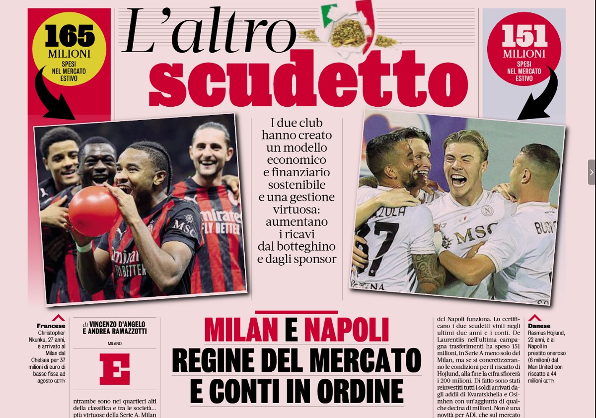 GdS: Different but sustainable models – Milan vs. Napoli extends beyond the pitch
