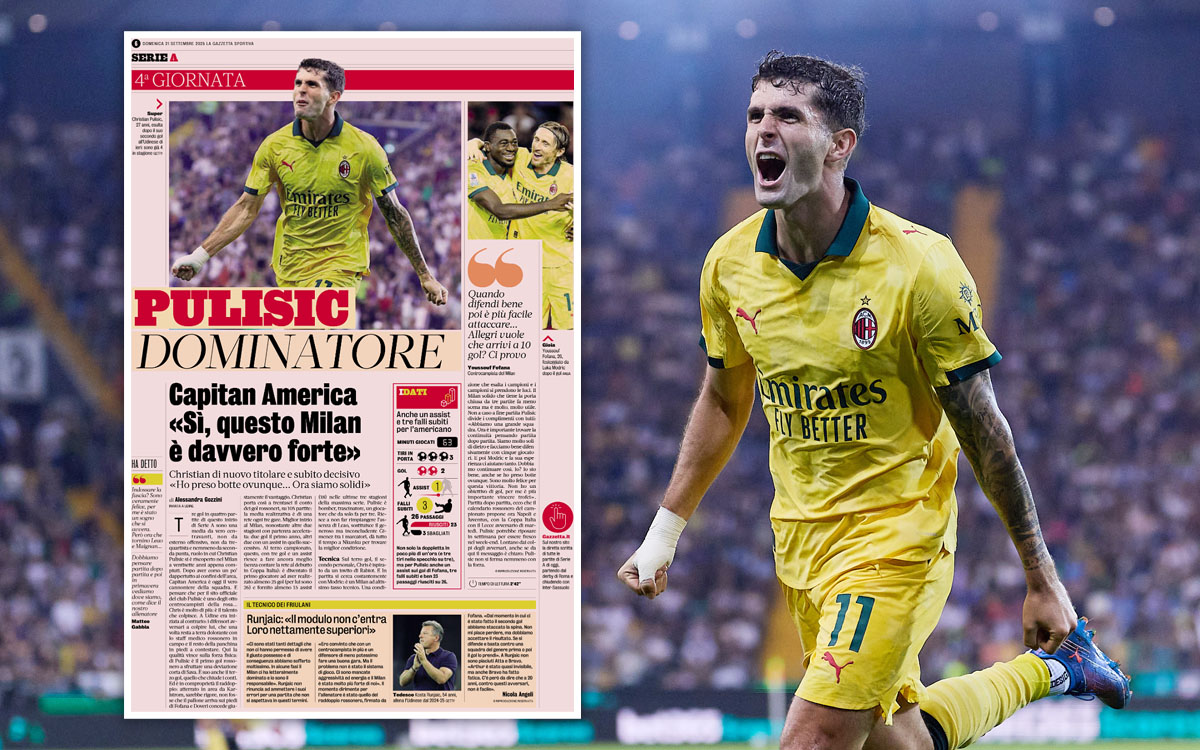 GdS: Pulisic provides three keys on his own and asserts ‘bomber’ status at Milan