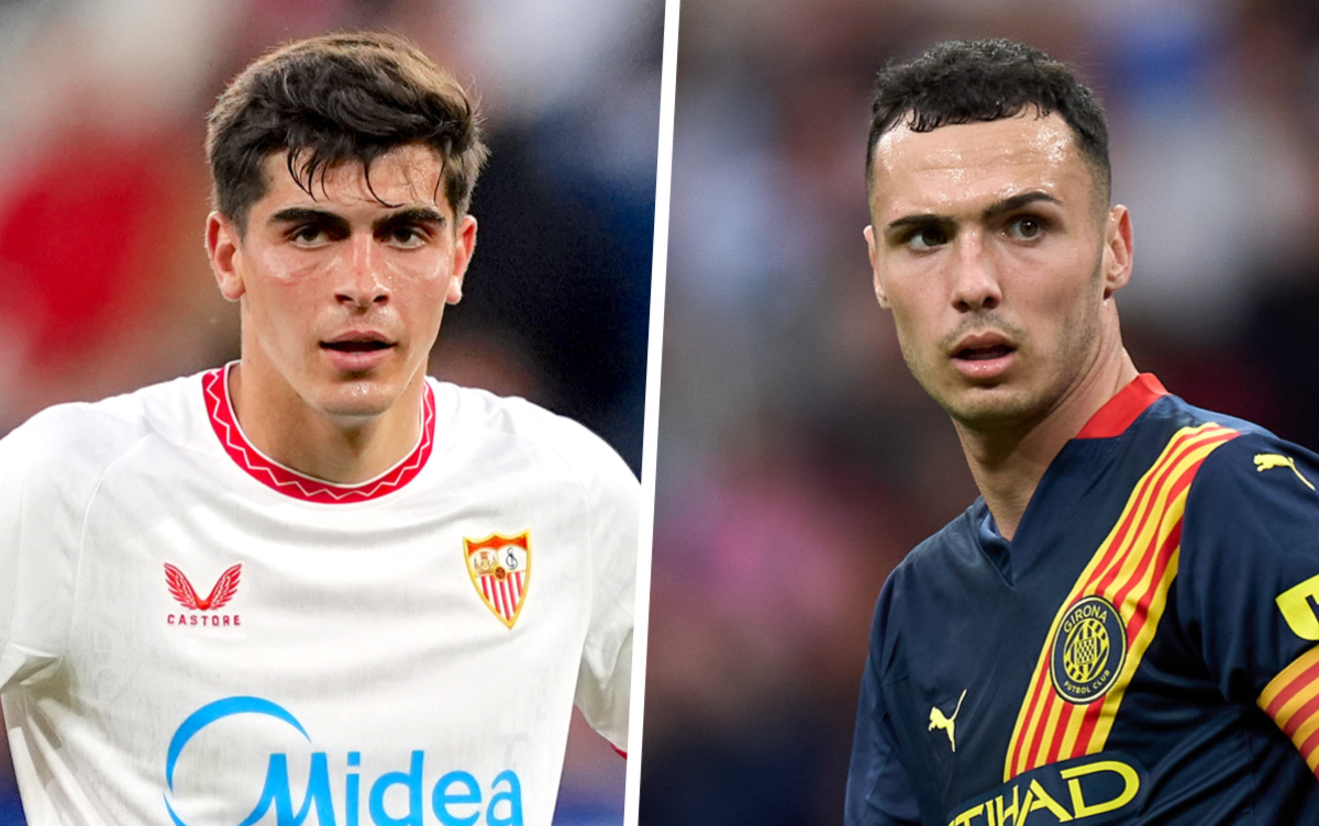Arnau Martinez of Girona FC juanlu sevilla