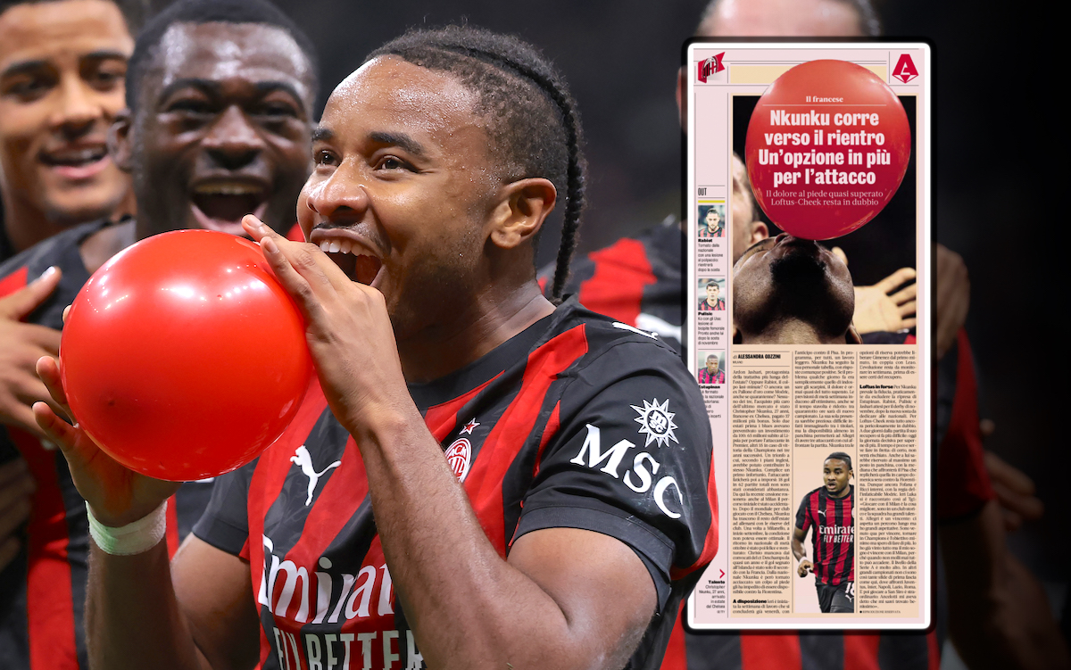 GdS: Nkunku 'running towards return' vs. Pisa - why it would be crucial for Milan