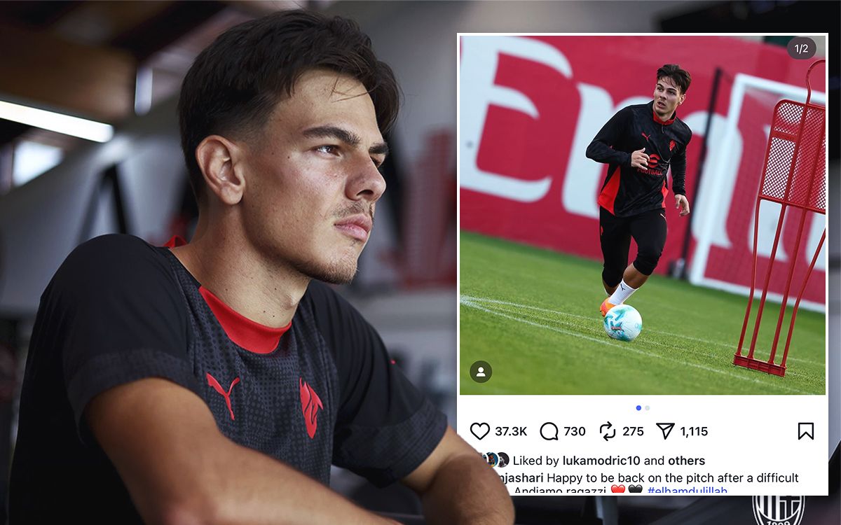 Photo: 'Let's go' - Jashari offers message to Milan fans after returning to training