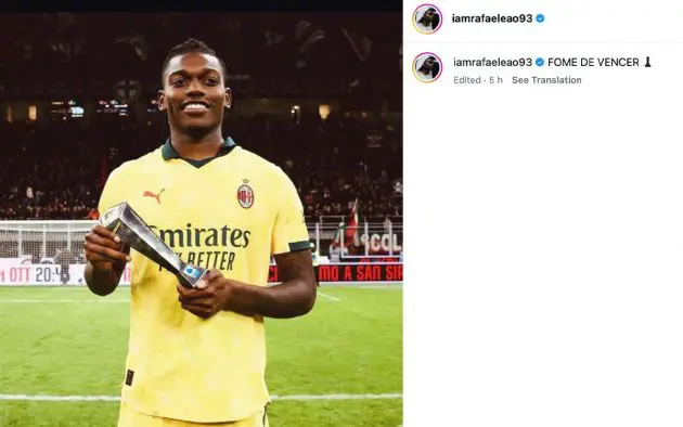 Leao Instagram Milan Fiorentina