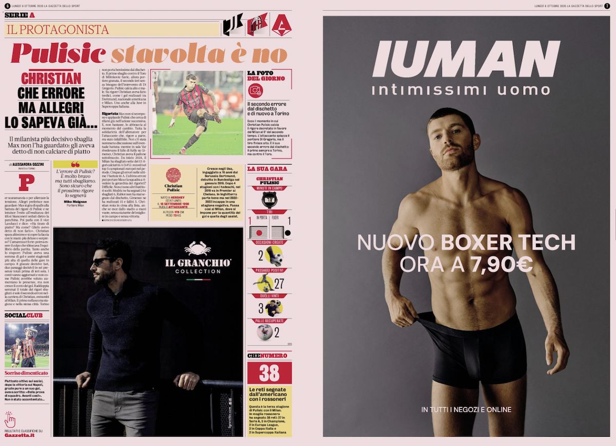 la gazzetta dello sport 6 october juventus milan