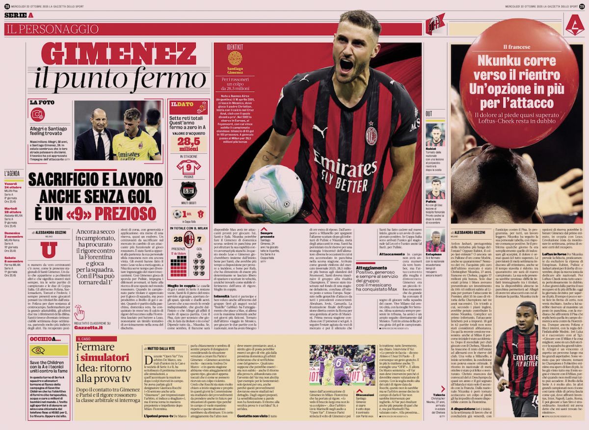 la gazzetta dello sport 22 october