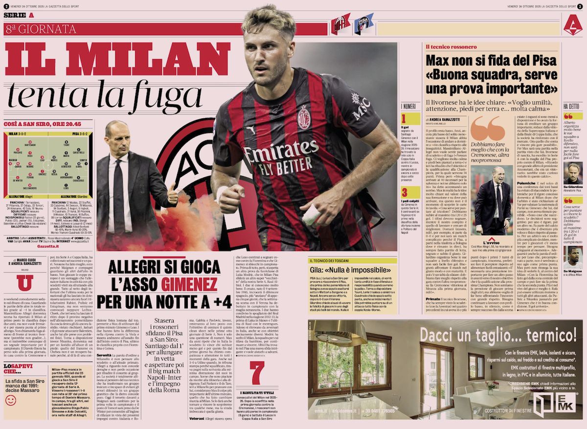 la gazzetta dello sport 24 october