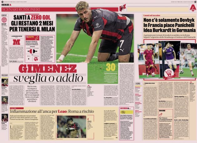 GdS: 'Roma at risk' - Allegri may be forced to adapt as Leao enters ...