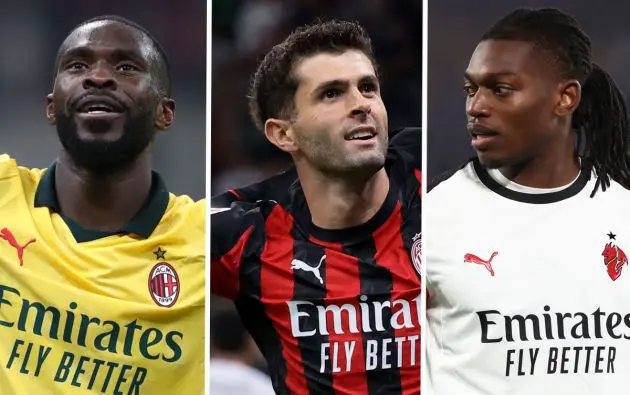 Fikayo Tomori, Rafael Leao, Christian Pulisic AC Milan