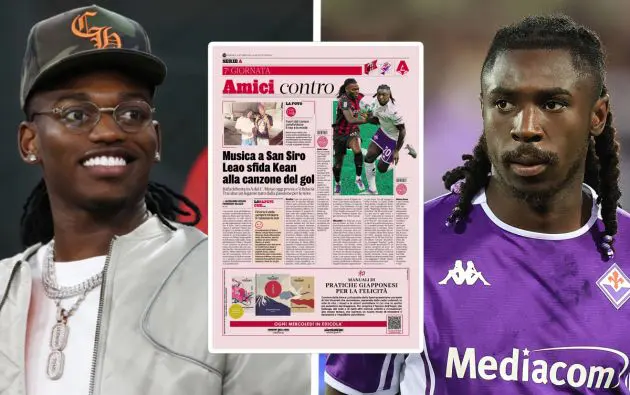 Rafael Leao of AC Milan, Moise Kean of Fiorentina