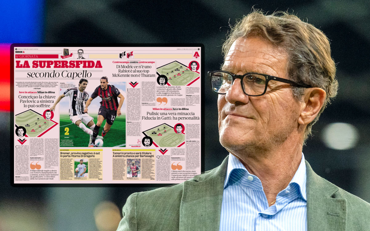 Capello breaks Juventus-Milan down into three crucial tactical aspects
