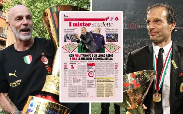 Stefano Pioli Massimiliano Allegri Scudetto trophy