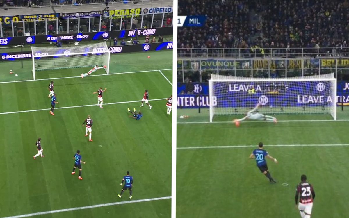 maignan saves lautaro calhanoglu