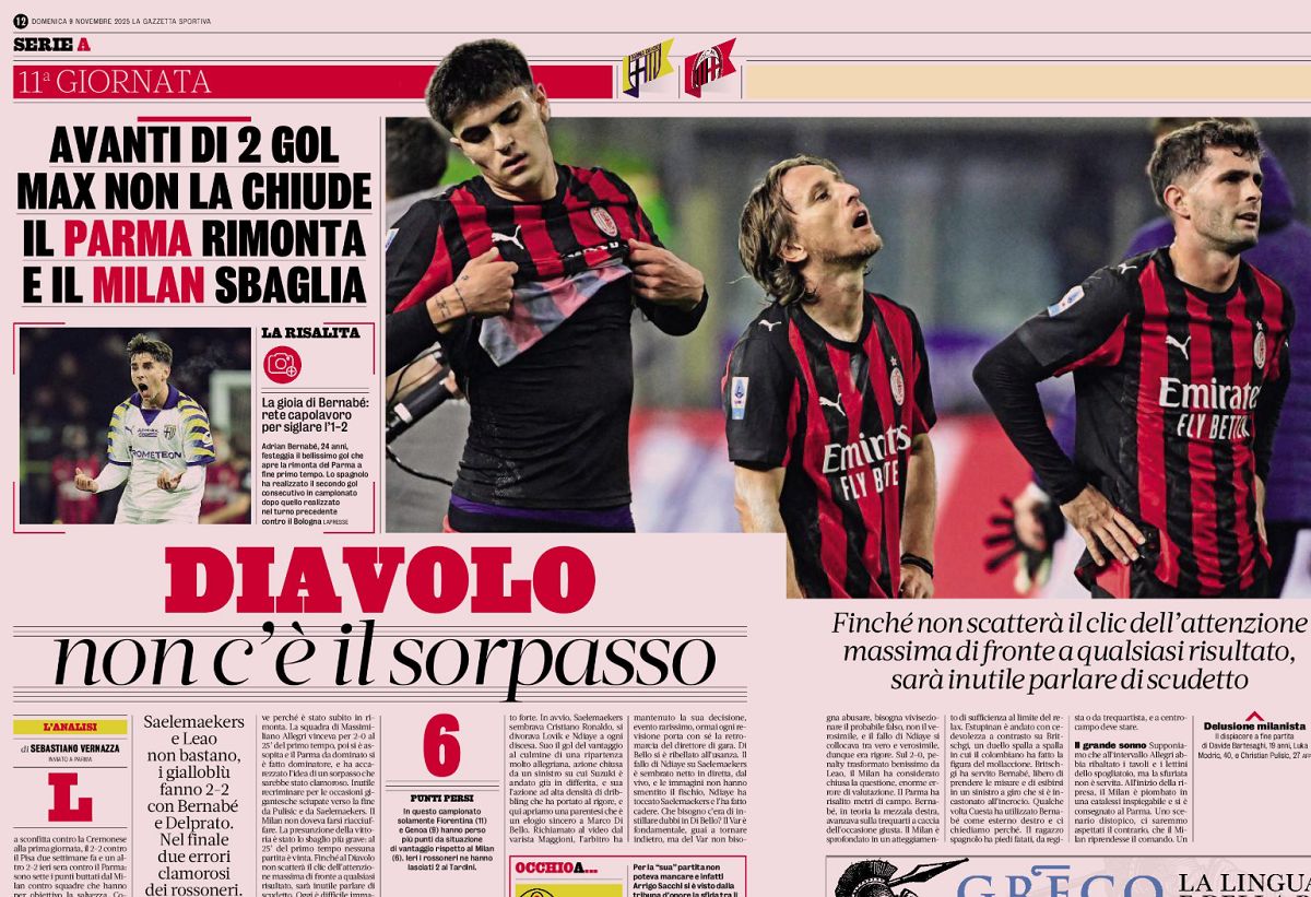 Gazzetta dello Sport Parma-Milan