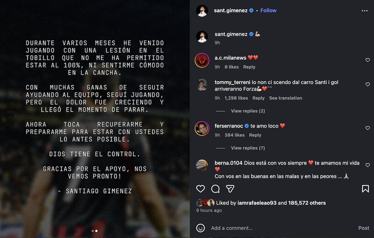 ‘The time has come to stop’ – Gimenez states he has been playing injured ‘for months’