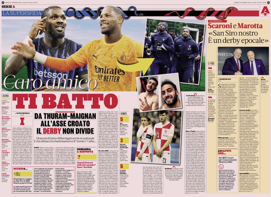 la gazzetta dello sport 21 november