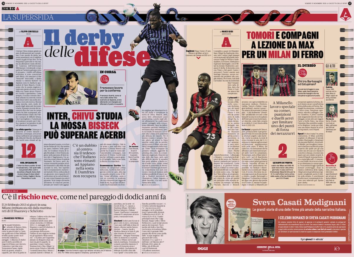la gazzetta dello sport 21 november