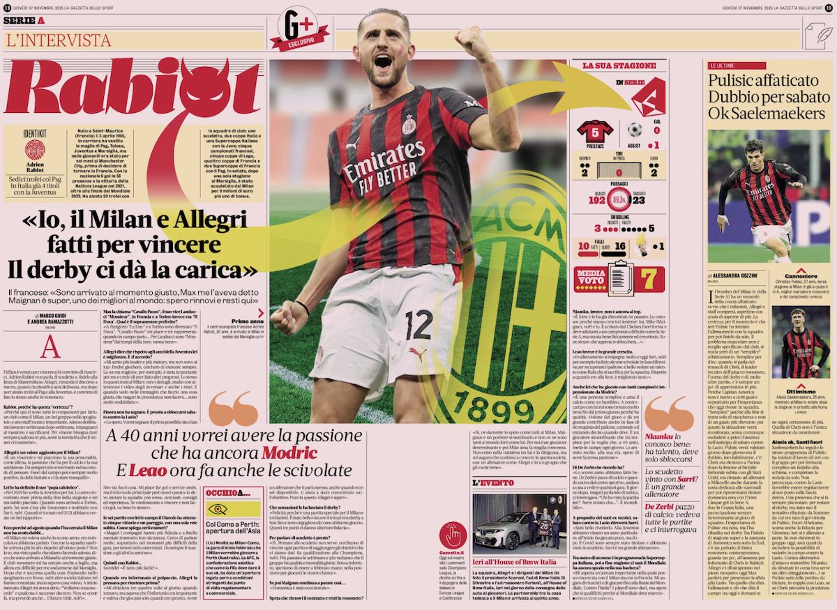 gazzetta dello sport 27 november