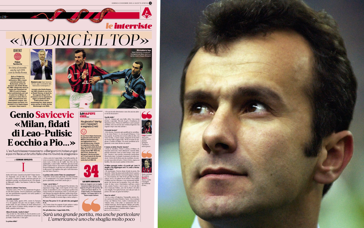 Savicevic reveals best and worst derby memory and previews Inter-Milan