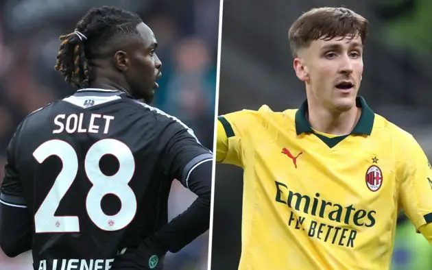 Alexis Saelemaekers of AC Milan, Oumar Solet of Udinese