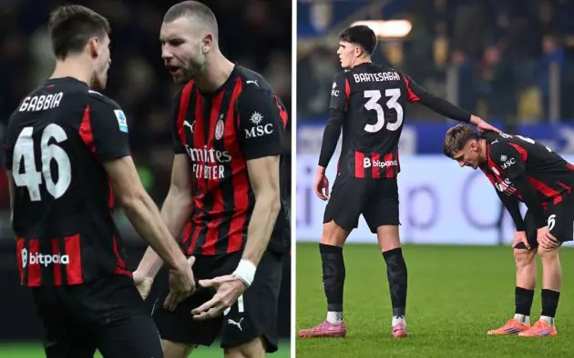 Davide Bartesaghi, Alexis Saelemaekers, Strahinja Pavlovic and Matteo Gabbia of AC Milan