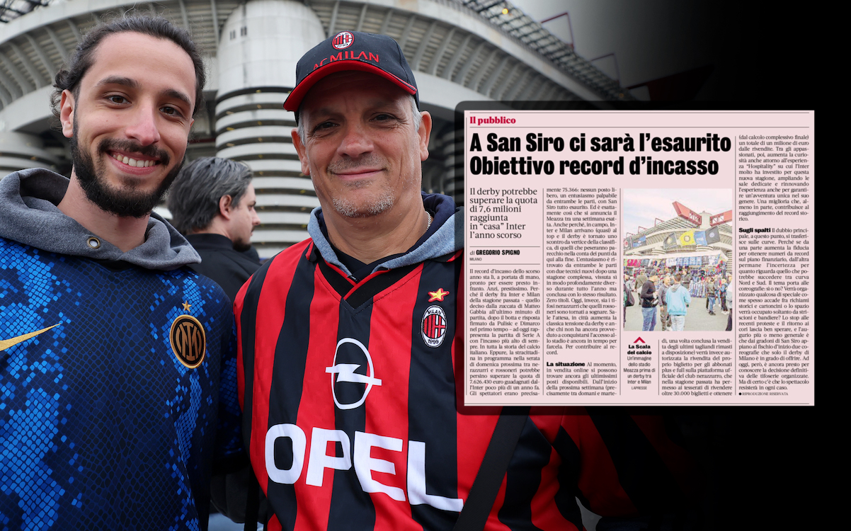 GdS: Upcoming Inter-Milan derby expected to break box office record - the figures