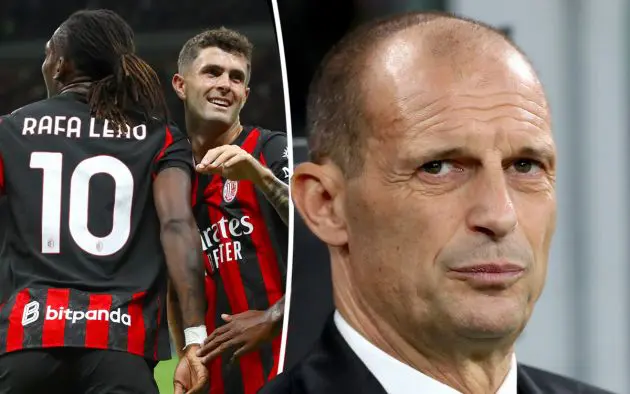Massimiliano Allegri, Rafael Leao, Christian Pulisic of AC Milan