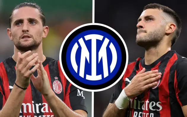 Adrien Rabiot and Santiago GImenez of AC Milan