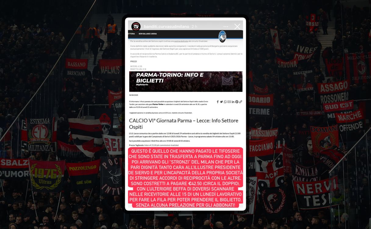 Curva Sud to protest for 15 minutes during Parma vs. Milan - the reasons