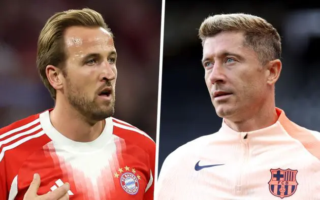 Harry Kane of FC Bayern, Robert Lewandowski of Barcelona