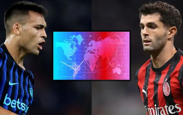Lautaro Martinez of Inter, Christian Pulisic of AC Milan