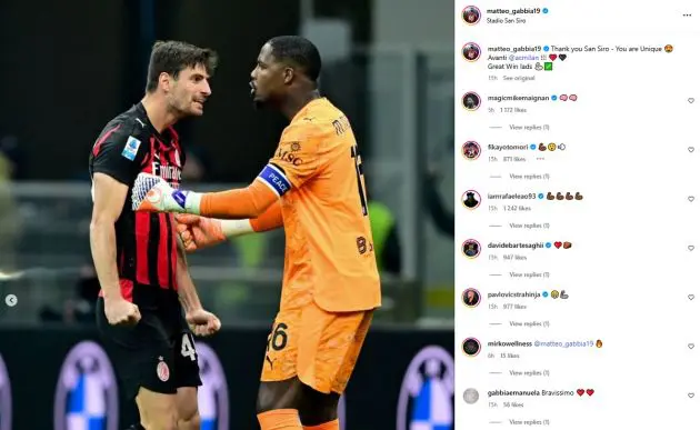Gabbia reaction Milan-Lazio Instagram