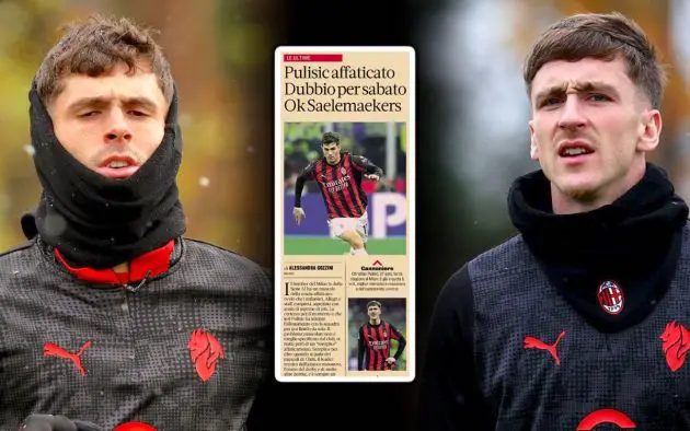 Alexis Saelemaekers Christian Pulisic of AC Milan