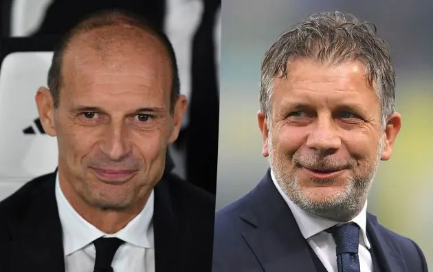 Federico Cherubini of Juventus, Massimiliano Allegri of AC Milan