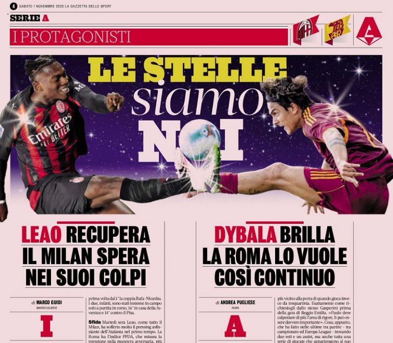 GdS: Allegri ponders new attacking duo for Milan-Roma as Leao recovers ...
