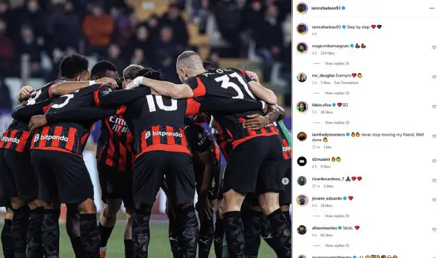 Leao reaction instagram parma draw