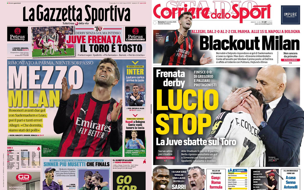 Gallery: 'Crazy draw', 'Another Milan flop' - Today's front pages in Italy