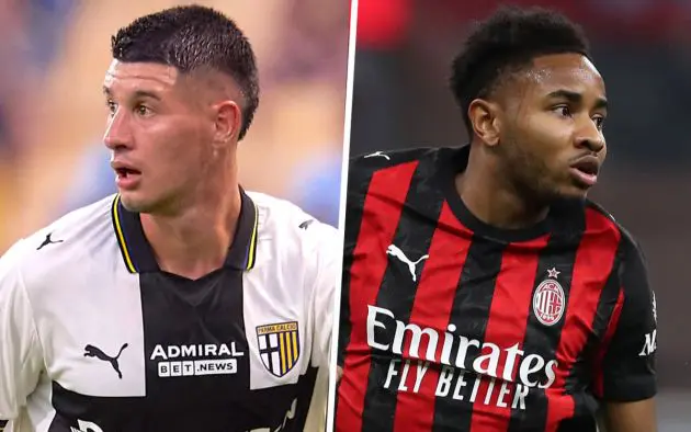 Lautaro Valenti of Parma Calcio, Christopher Nkunku of Milan