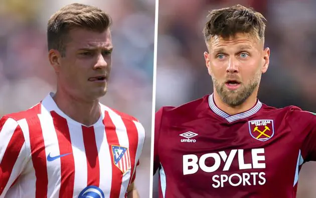 Niclas Fullkrug of West Ham, Alexander Sorloth of Atletico Madrid