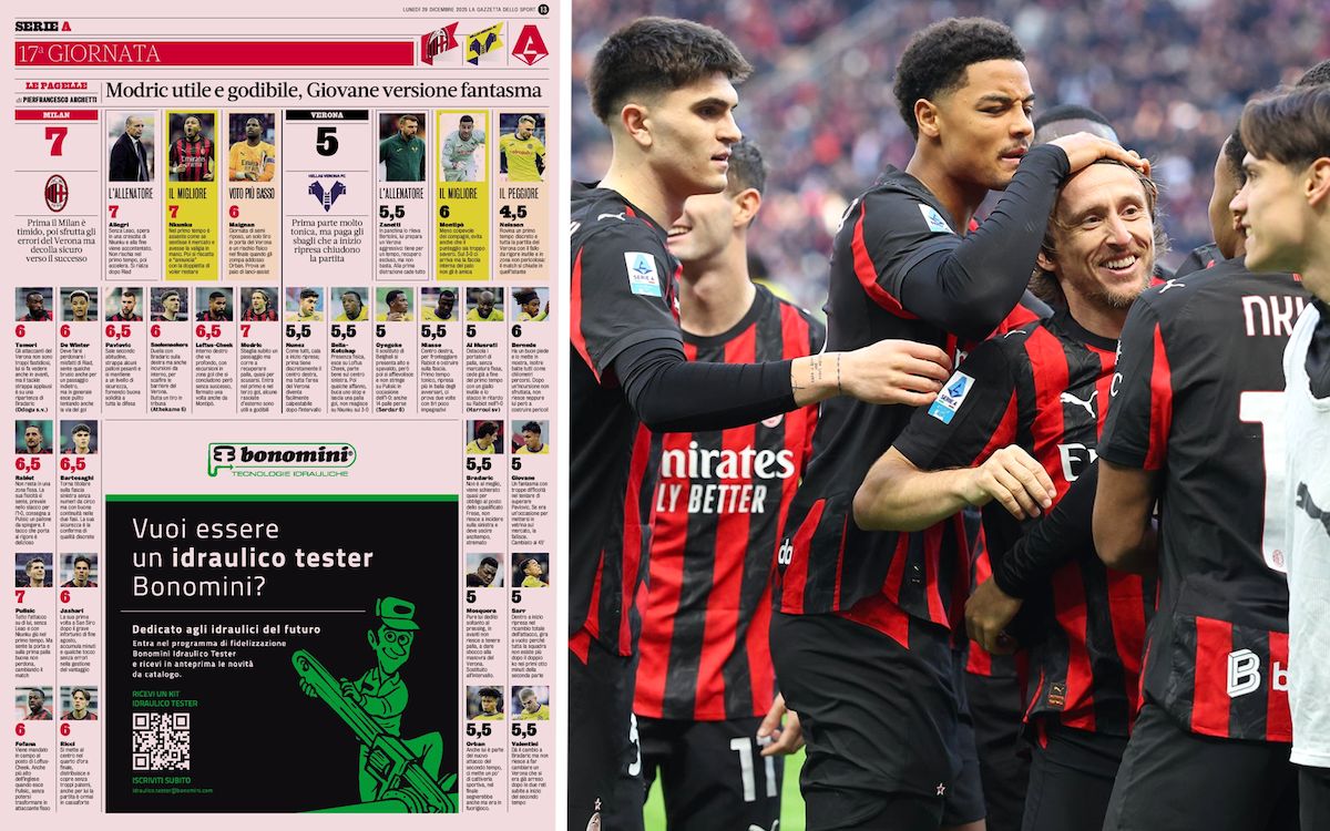 Lots of praise and nobody below a 6: Player ratings for Milan-Verona from Italian papers