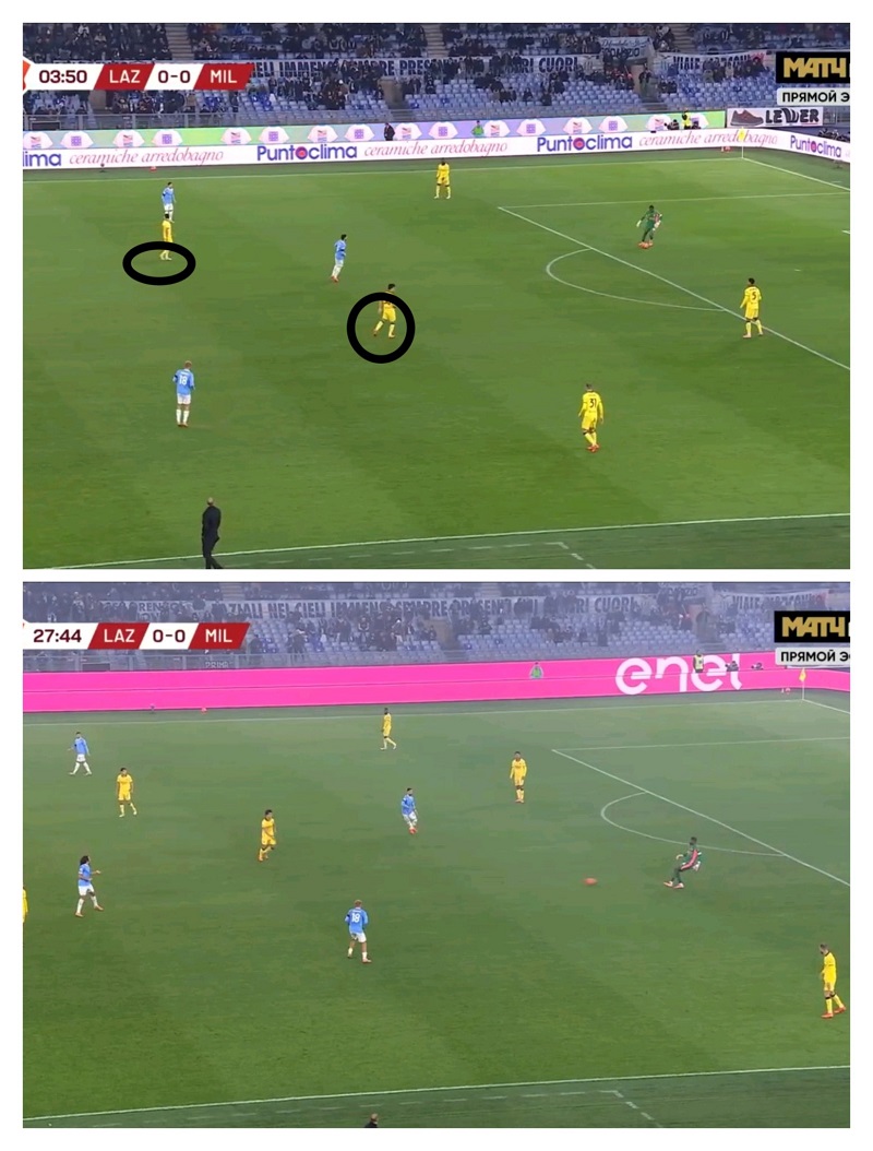Lazio-Milan midfield tactics