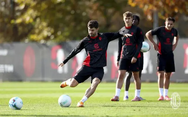 Pulisic shooting drill Milanello