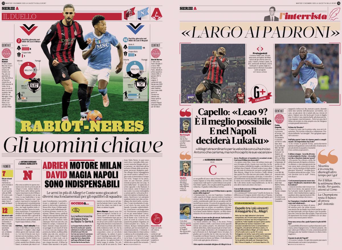 gazzetta dello sport 2 december