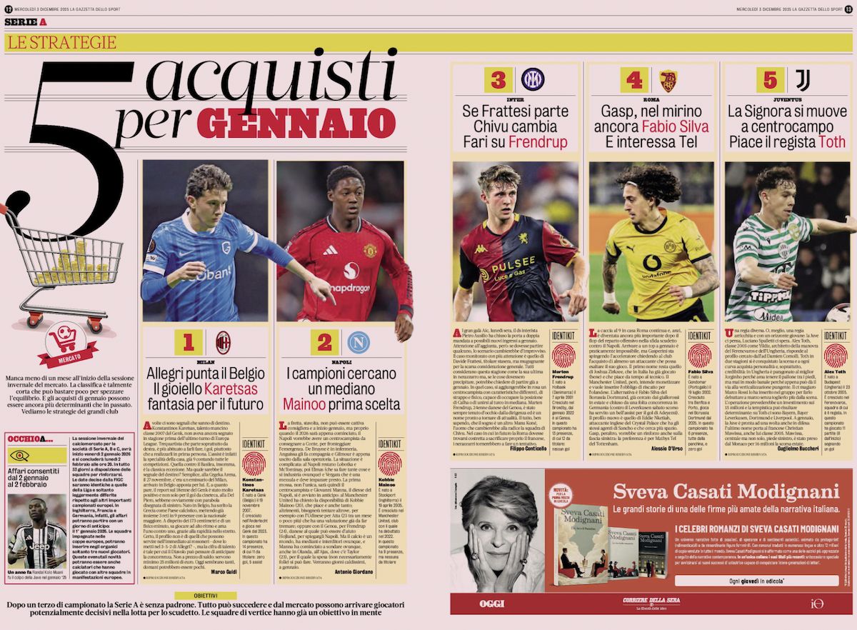 gazzetta dello sport 3 december