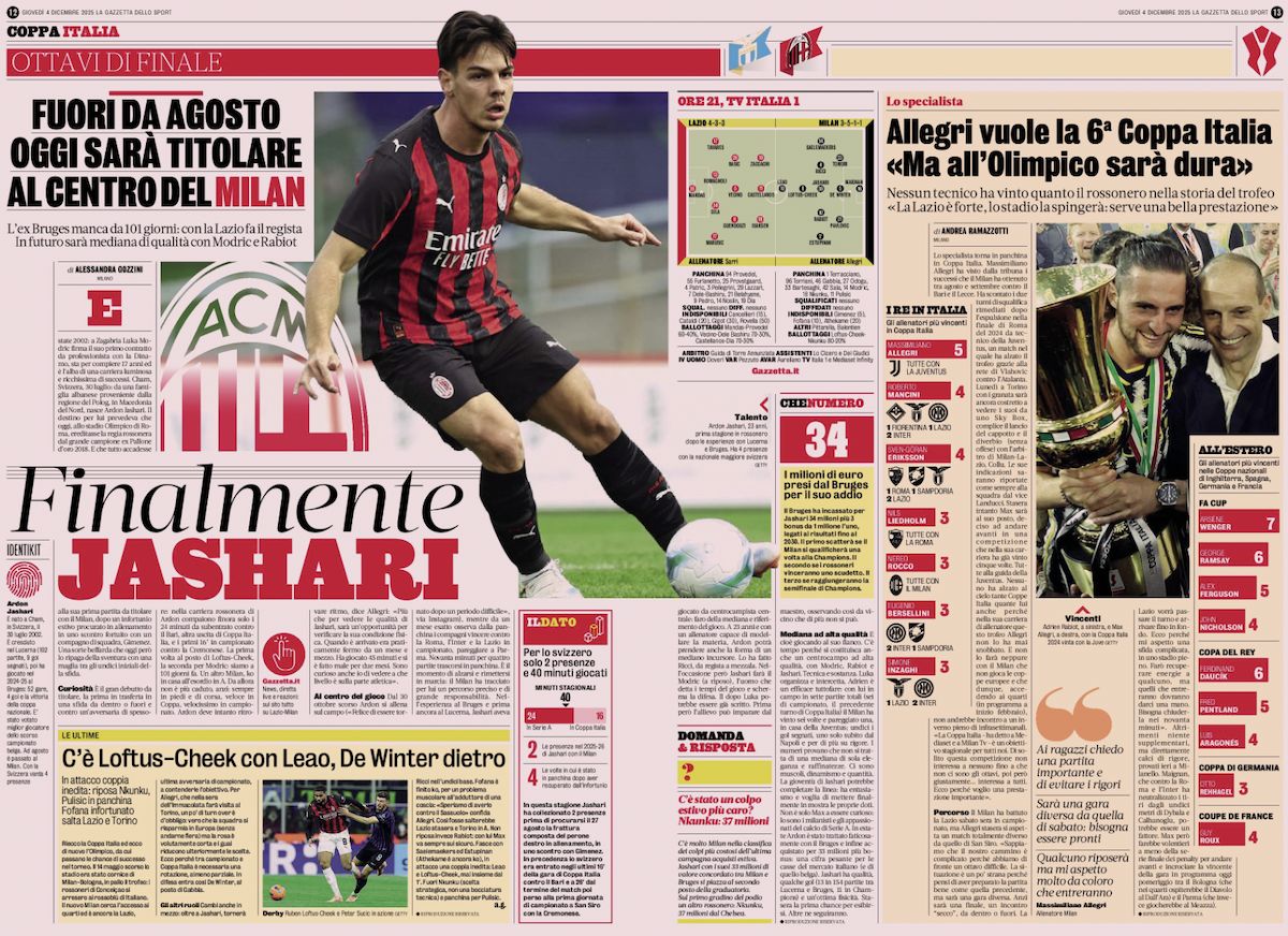 gazzetta dello sport 4 december