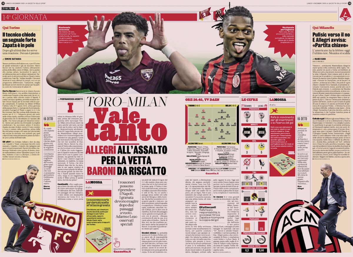 la gazzetta dello sport 8 december