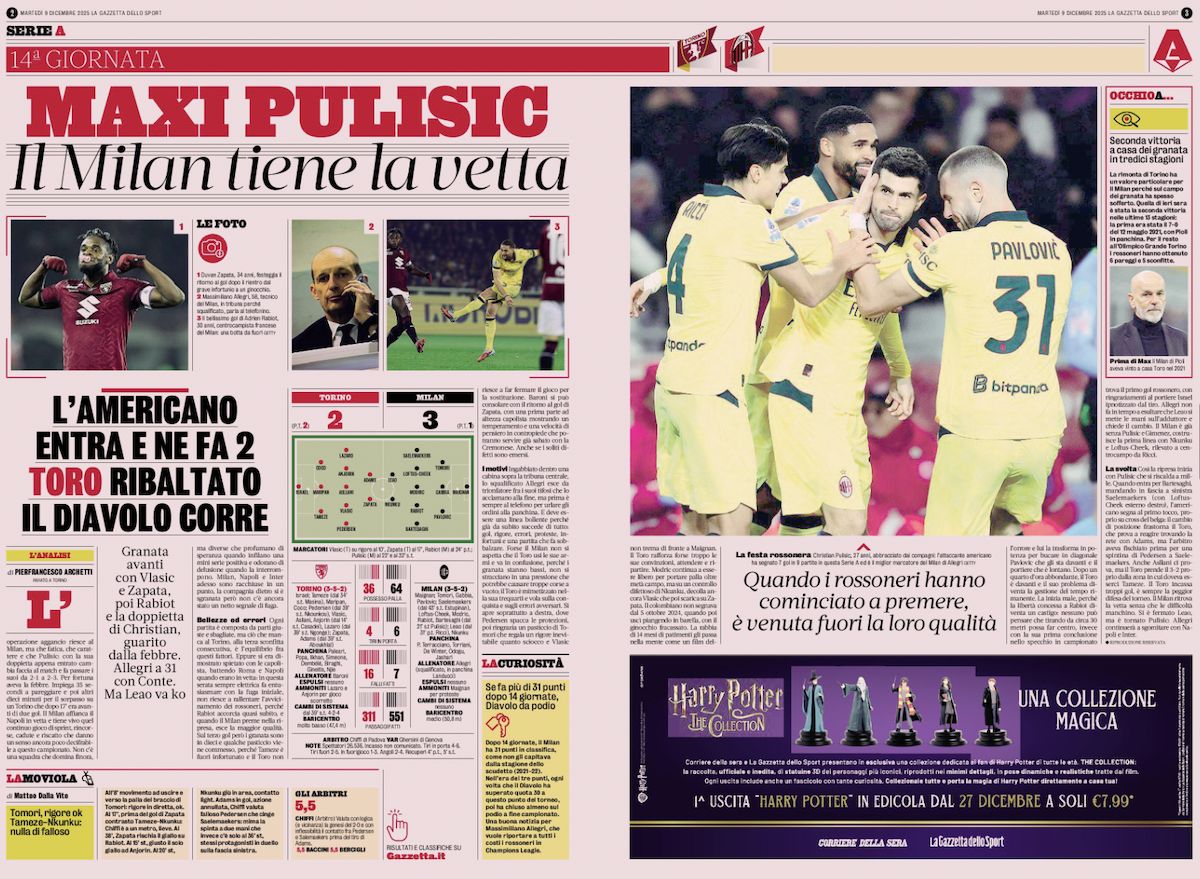 la gazzetta dello sport 9 december