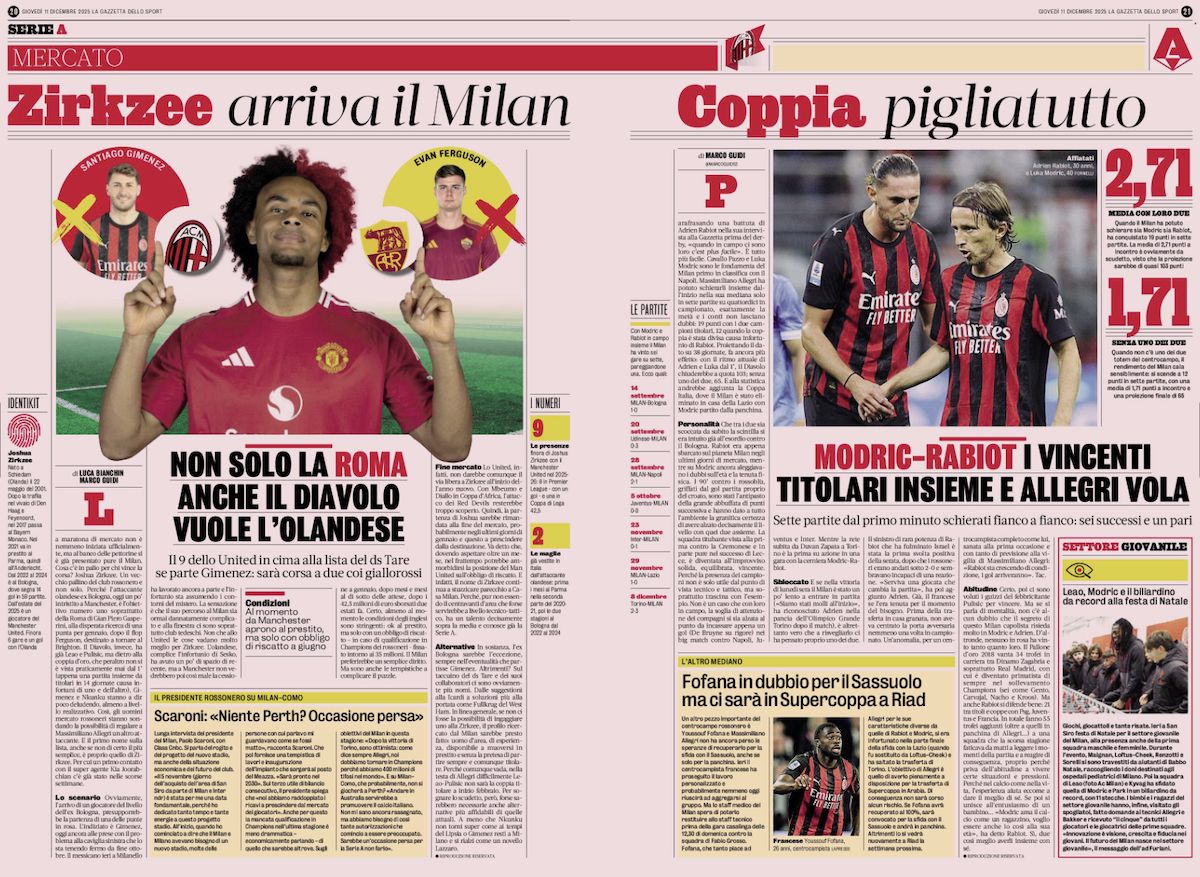 la gazzetta dello sport 11 december